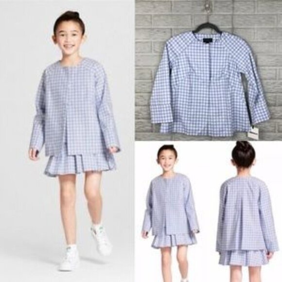 Victoria Beckham for Target Sky Blue & White Gingham Twill Spring Jacket - NWT's - Picture 1 of 10